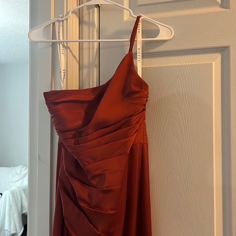 Azazie Eren terracotta dress
